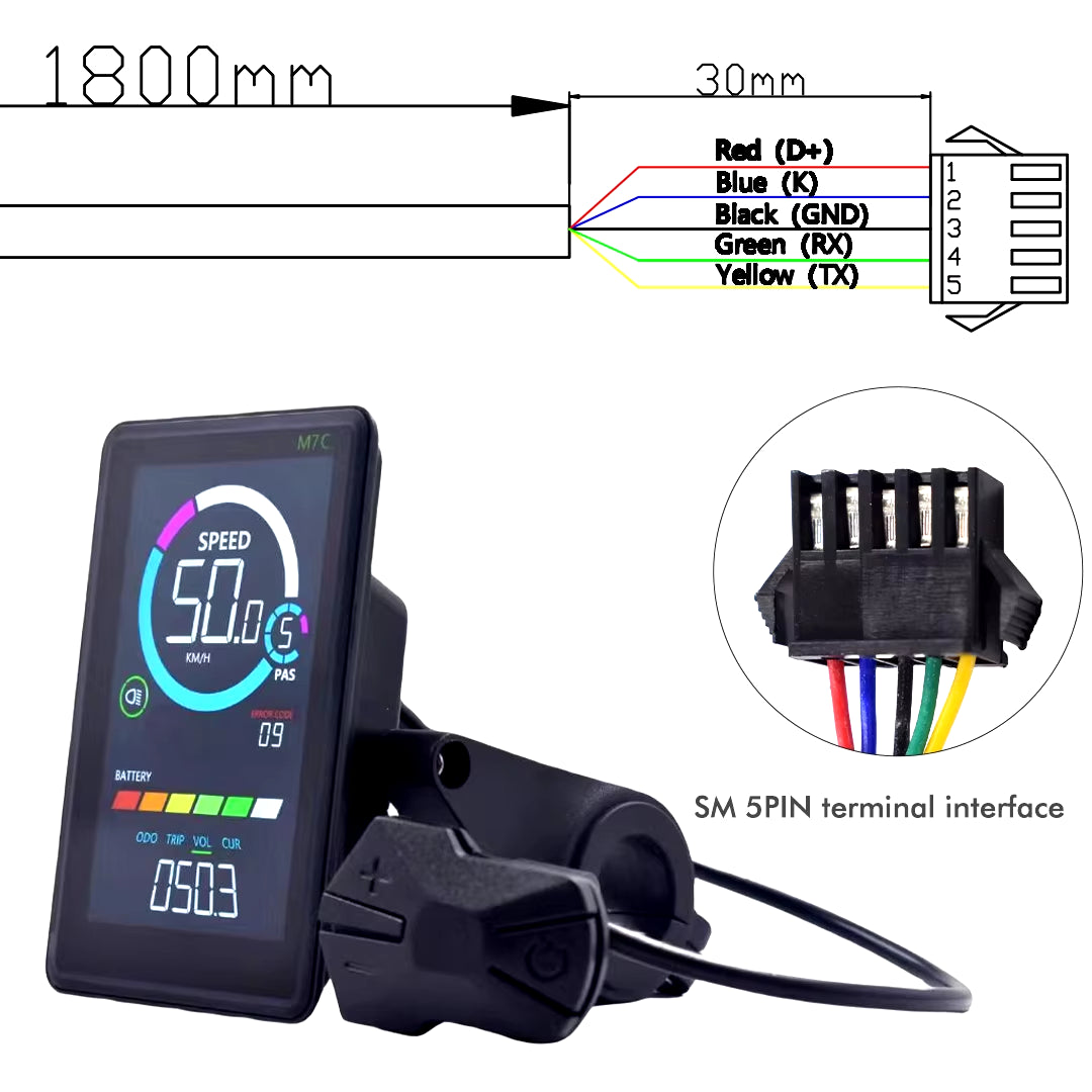  E-Bike LCD Colourful Display Meter USB Port