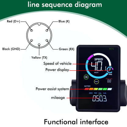  E-Bike LCD Colourful Display Meter USB Port