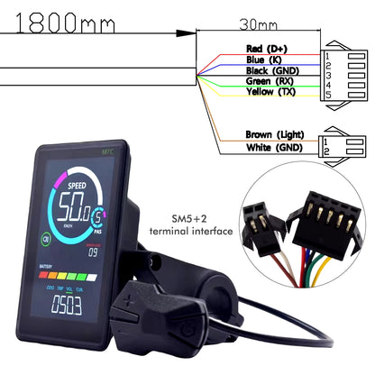  E-Bike LCD Colourful Display Meter USB Port